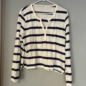 Aerie Cropped Long Sleeve Popover Tee NWOT